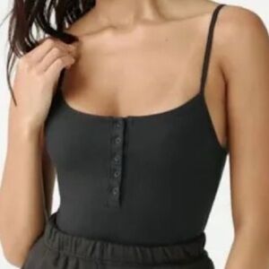 Joah Brown Button Down Henley Tank in Olive Green